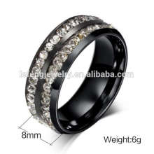 2015 anillos de titanio de cristal de moda para hombres con doble línea, modelos de joyería para anillos de mujer